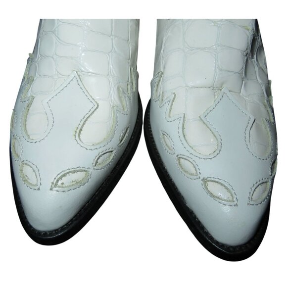 Kurt Geiger London made in Portugal White Leather Croc Embossed Ankle Booties 7 - Picture 6 of 11